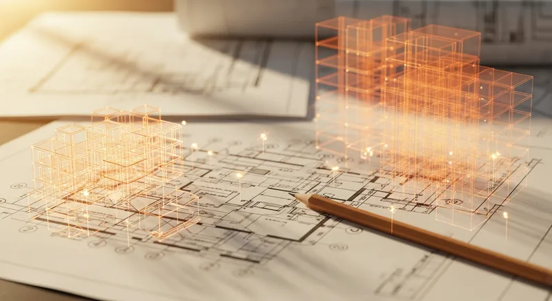 Architectural blueprints and wireframes representing the planning mindset