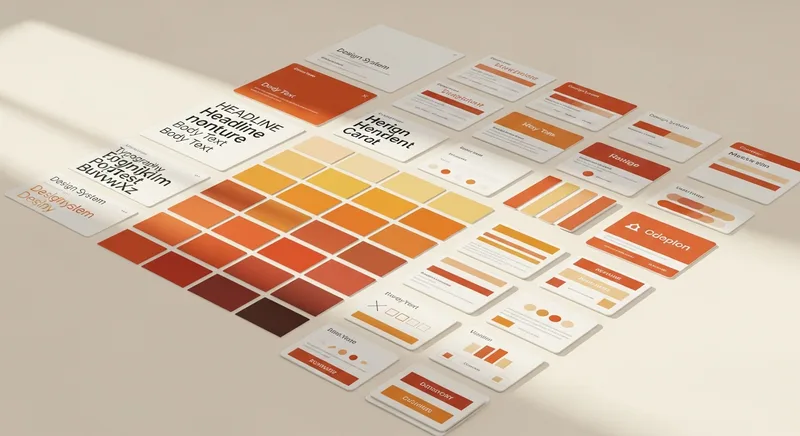 Color swatches and typography samples arranged on a light surface