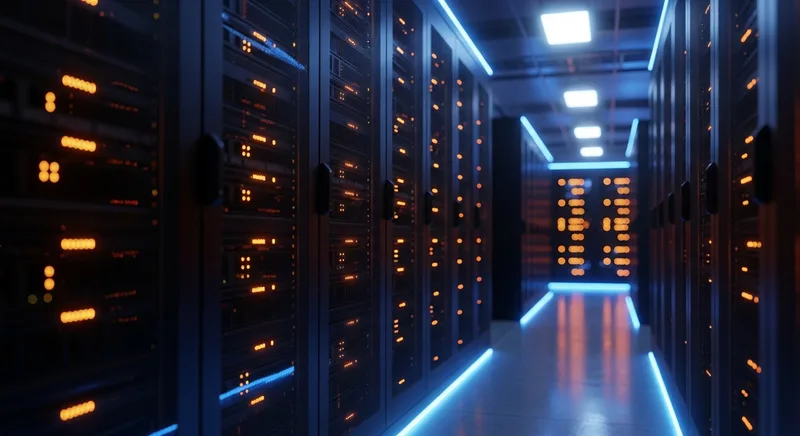 Server room with warm orange indicator lights